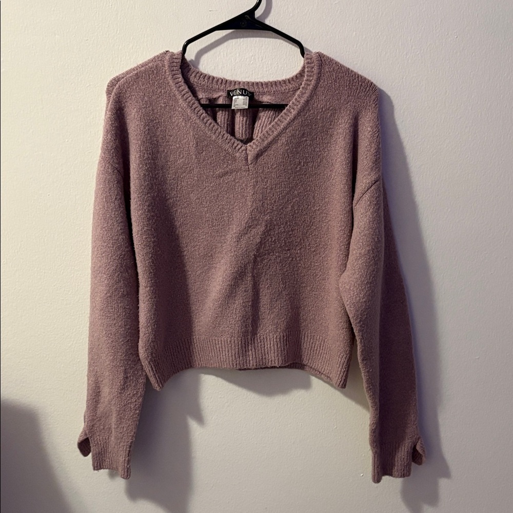 VENUS Mauve V-Neck Knit Sweater